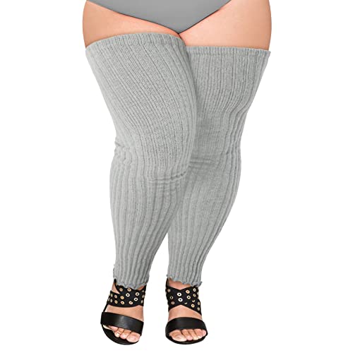 Image of Women's Plus Size Leg Warmers Knit Over Knee High Footless Socks for Thick Thighs