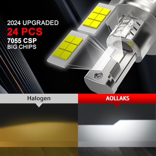 AOLLAKS H4/9003/HB2 Bulb,6500K White Bulb, No Adapter Required, Plug and Play1:1 Size,Fog Light bulb,Fit for Motorcycle Vehicle ATV,Pack of 2