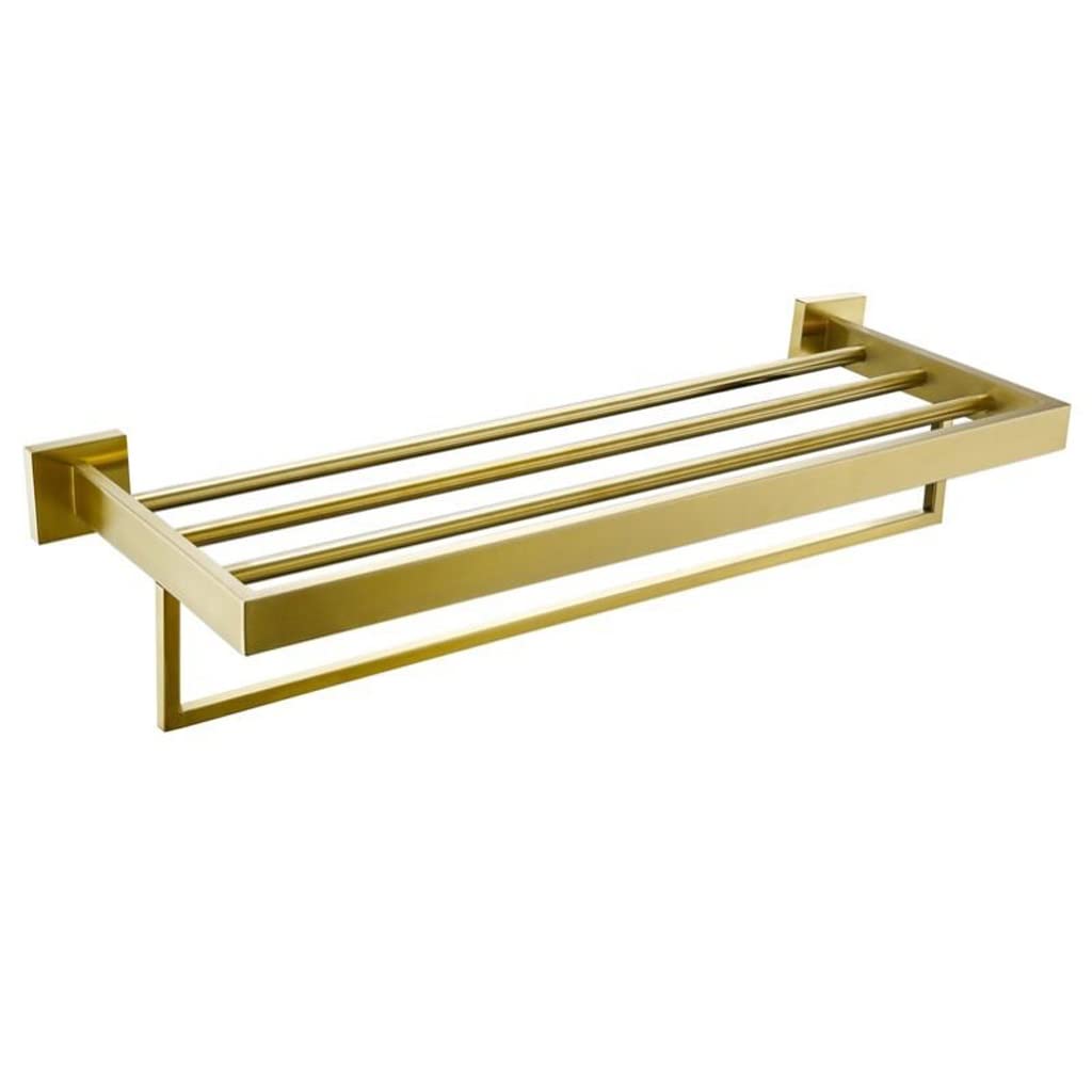 JvFbjLF Bathroom Stainless Steel Brushed Gold Towel Rack Set Bathroom Towel Rack Bathroom Towel Bar Wall Shelf