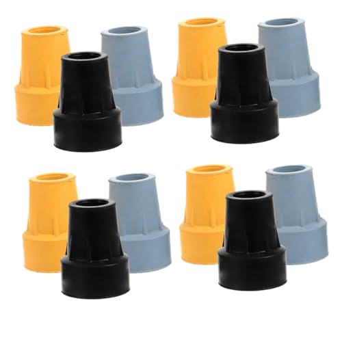 Didiseaon 12Pcs Non Skid Cane Foot Protectors for Hiking Poles Durable Tips for Walking Sticks Replacement Crutch Feet Sleeves for Stability