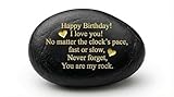 SFPJTL Happy Birthday Gift - Graviertes Naturstein-Andenken mit goldenem Herz-Design - sentimentales Geburtstagsgeschenk für Vater, Mutter, Schwester, Bruder, Freund oder einen geliebten Menschen