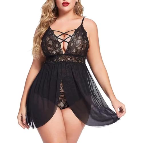 KFLY Damen Dessous Sexy Spitze Negligee Große Größen Babydoll Teddy V-Ausschnitt Lingerie Sets Kleid Mollig Transparent Unterwäsche Nachtwäsche Chemise Bodys für Frauen Hochzeit Ernennung KFLY Damen Dessous Sexy Spitze Negligee Große Größen Babydoll Teddy V-Ausschnitt Lingerie Sets Kleid Mollig Transparent Unterwäsche Nachtwäsche Chemise Bodys für Frauen Hochzeit Ernennung