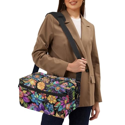 Image of Drnuikhe Hibiscus Flower Crochet Bag Knitting Bag for Yarn Storage Portable Yarn Storage Bag for Beginners Crochet Lovers, Traveling Crochet Yarn Bag for Carrying All Knitting & Crochet Supplies