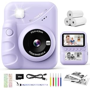 CalineGam Appareil Photo Instantané Enfant, 3,0 Pouces Écran HD 48MP Appareil Photo Enfants avec Carte 32 Go, 1080P Appareil Photo Jouet Cadeau pour Garçons Filles de 3 à 12 Ans (Violet)