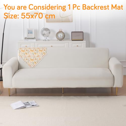 Image of HOKIPO Sunlit Butterfly Quilted Sofa Backrest Cover Mat| 'Tassel Twigs' Series (IN-988-T3)