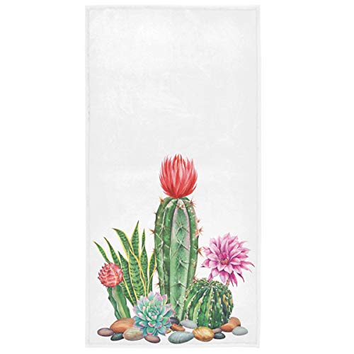Vdsrup Tropical Cactus Hand Towels Cacti Succulent Flowers Face Towel Soft Thin Guest Towel Portable Kitchen Tea Towels Dish Washcloths Bath Decorations Housewarming Gifts 16 X 30 In #TOP18