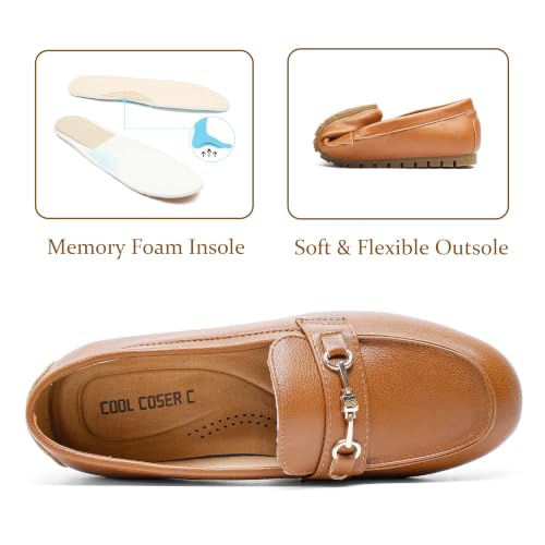 Image of Women's Wide Loafers Casual Slip on Flats Comfort Dressy Shoes