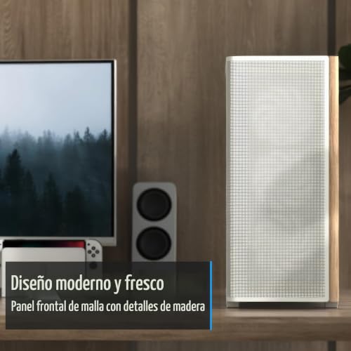 AEROCOOL Geh Midi D501A-G-BK-V2 caja premium de acero negro y madera noble con lateral transparente 3