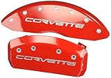 MGP Caliper Covers - Brake Caliper Covers 2005-2013 Chevrolet Corvette - C6 Z51 Pkg - Front and Rear Set - Corvette Logo - Red