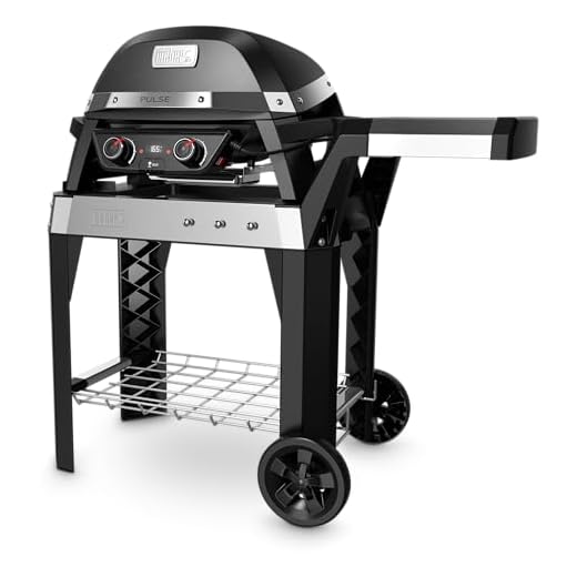 Design Tischgrill Plancha & BBQ 3 Weber Pulse 2000 Elektro-Grillwagen 2200 W Schwarz, Edelstahl - Barbecue (2200 W, Grill, elektrisch, 490 x 390 mm, Wagen, Grill)