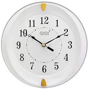 Ajanta Step Movement Plastic Analog Wall Clock for Home/Office/Bedroom/Living Room/Kitchen (White, 7 Inches)