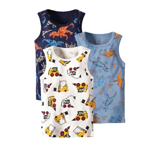 Tops sans manches garçons polyvalents et respirants lot de 3 dinosaures 2-10 ans
