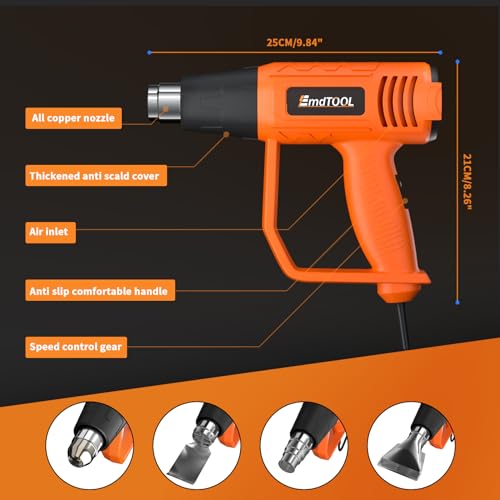 Electric Heat Gun | Heavy Duty Hot Air Gun with Dual Heat Settings 300°C & 600°C Overload Protection | for Paint Stripping, Vinyl Application, Crafts, Resin | Includes 4 Type Nozzles, 2000W 4 Electric Heat Gun | Heavy Duty Hot Air Gun with Dual Heat Settings 300°C & 600°C Overload Protection | for Paint Stripping, Vinyl Application, Crafts, Resin | Includes 4 Type Nozzles, 2000W - Image 4