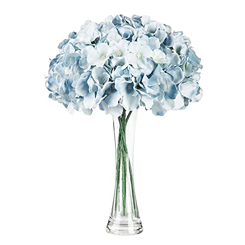 Lansdowns Silk Hydrangea Fake Flower 10Pcs Diy Floral Artificial Flower With Stems For Wedding Office Shower Decor Hotel Banquet Home Decor (Lake Blue) #TOP23