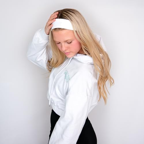 Image of FROG SAC Sport Headbands for Girls, Adjustable No Slip Sweat Wicking Athletic Hair Bands for Women, Stretch Elastic Workout Headband with Velvet Grip for Yoga Running Exercise Gym (White)