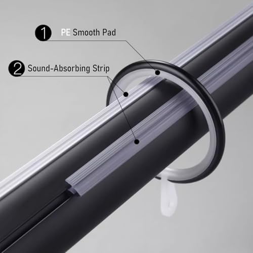 28mm Wall Mounted Double Curtain Rod, Aluminum Alloy with Cone Finials, Silent Rings, Heavy Duty, Strong Load Capacity for Layered Curtains in Living Room & Bedroom (240CM)