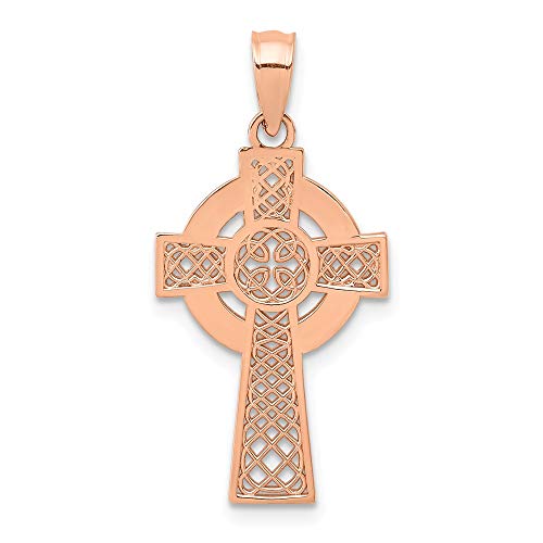 14k Rose Gold Irish Claddagh Celtic Knot Cross Religious Pendant Charm Necklace Iona Fine Jewelry For Women Gifts For Her