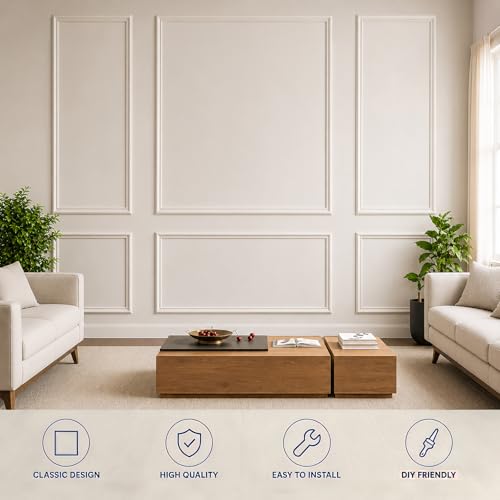 Image of 3 Set Peel and Stick Wall Molding Kit,Pre Cut Wainscoting Panels,24x60in