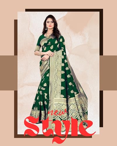 Image of Women's Kanjivaram Ptinted Soft Silk Banarasi Saree With Unstitched Matching Bloue Piece | Saree for Women