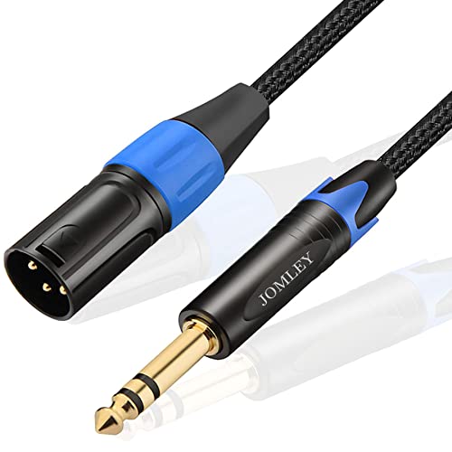 Jomley 1/4 To Xlr Cable, 1/4" Trs To Xlr Male Stereo Balanced Cable, 6.35 Mm Trs To Xlr Male Interconnect Cable Nylon Braid 3 Pin Interconnect Cord Patch Cord - 3.3Ft #TOP15