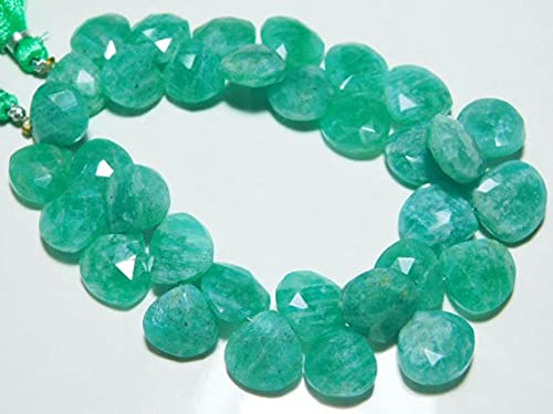 Amazonite briolette coeur LKBEADS 11-12mm aux reflets facettés uniques