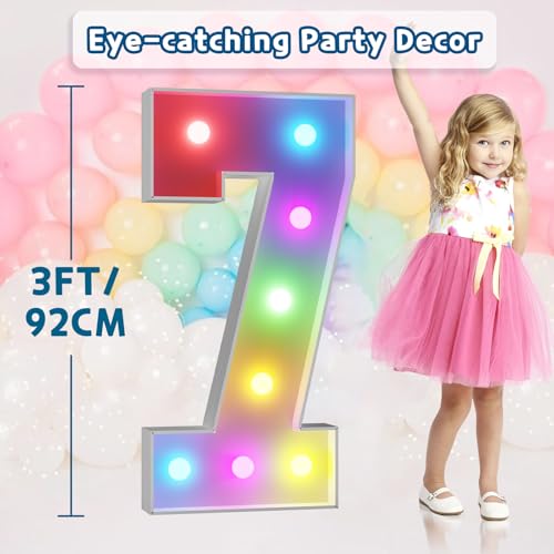 Image of Imprsv Colorful 3FT Marquee Numbers 7, 18 Colors Large Light up Numbers