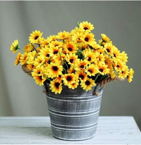 Image of CURATED CART Artificial Sunflowers, Yellow Silk Flowers for Home, Wedding, Party Decoration, Indoor Outdoor Floral Arrangement