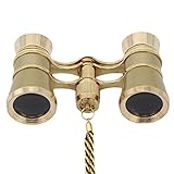 OPO Opera Theater Horse Racing Glasses Binocular Telescope Chain Necklace (Gold with Gold Trim) 3X25