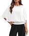 For G and PL Lady Dressy Shirt Sequin Cocktail Sparkly Wedding Party Evening Formal Elegant Glitter Beaded Chiffon Shimmery White L