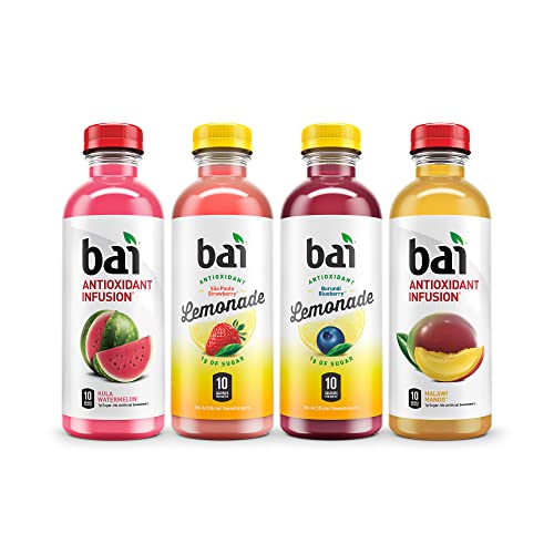 Bai Flavored Water, Oasis Variety Pack, Antioxidant Infused, 18 Fluid Ounce Bottles, 12 Count, 3 Each Of Burundi Blueberry Lemonade, Sao Paulo Strawberry Lemonade, Kula Watermelon, Malawi Mango #TOP1