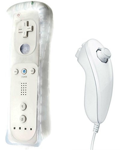 AMO - Mando a distancia y Nunchaco para Wii (incluye caja de silicona), color blanco