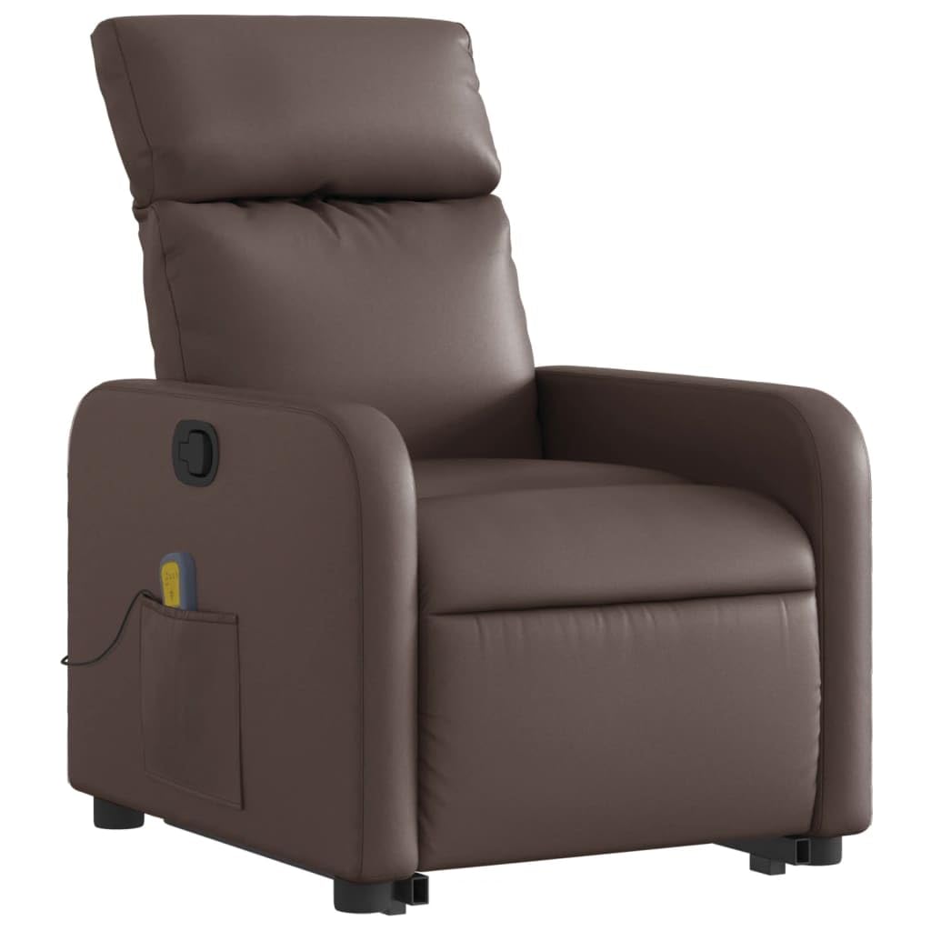 IKAYAA Sillón de Masaje con Elevador Levanta Personas Mayores Sillon Relax Reclinable Sillón Elevador Sofá Relax con Bolsillos Laterales Marrón