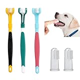 Cepillo de dientes para perro de triple cabeza,Kit de cepillo de dientes para mascotas de 5 piezas cepillo,para limpiar todo el diente de cepillado – adecuado para perros pequeños,medianos y grandes