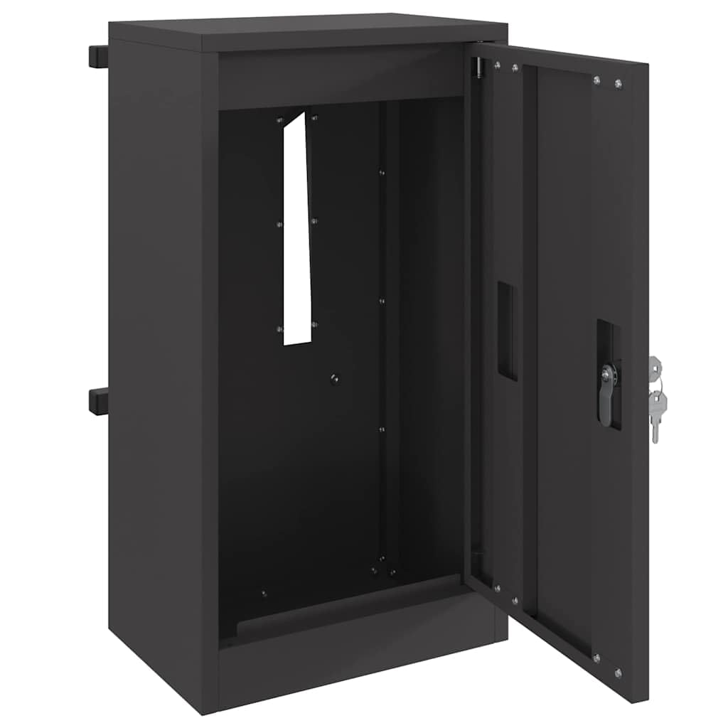 vidaXL Buzón con Almacenamiento con Puerta Negro 30 x 20 x 55 cm Acero