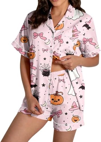 Coal2ToalPW Halloween Pajamas Women Pumpkin Ghost Funny Horror Spooky Cute Pjs C