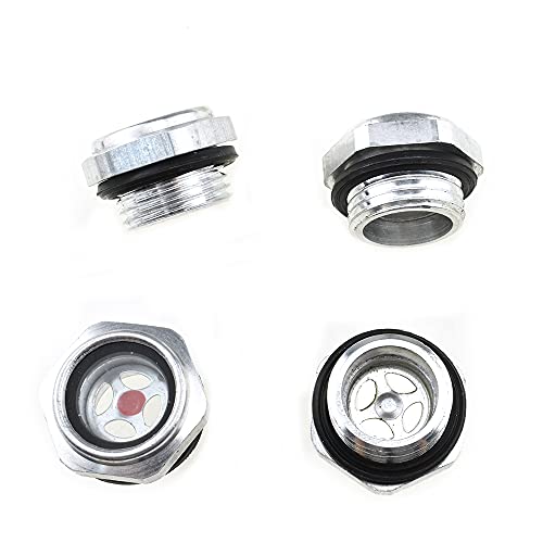 Hahiyo Level Gauge Compressor Sight Glass G1/2inch Threaded Size Clear Male Oil Liquid Fitting No Leak Good Seal Thread Engage Well Firm for Driven Silver with Black Rubber Ring Aluminum Alloy 4pcs