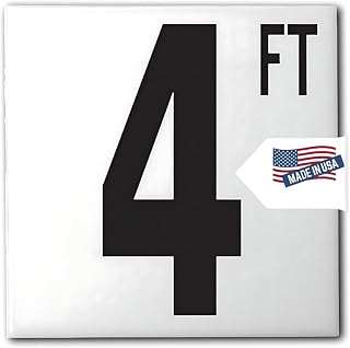 Aquatic Custom Tile - Ceramic 4FT Pool Sign Depth Marker, 5.8" x 5.8" with 5 Inch Font Pool Signs, Swimming Pool Safety Signage for Concrete Deck & Inground Pool, Smooth Finish, Made in USA