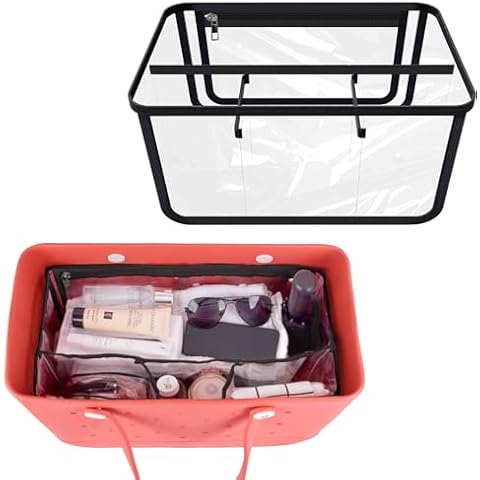 Beach Bag Organizer for Original Bogg Bag Accessories Inserts, Clear Divider for Bogg Bag Insert, Organize Divide Space of Tote Bag Organizer Storage Bag for XL Bogg Bag Clear+Black Cover