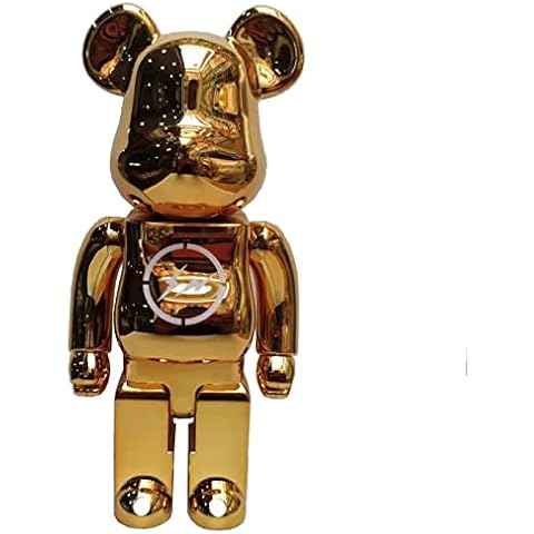 HZIH Bearbricks 400% Violent Bear Building Blocks Bear Electroplating Gold/Silver Series Figurine Model Handmade Collectible Toy Gift Fashion Ornament Sculpture Statue 28Cm (11") B,28cm Cover