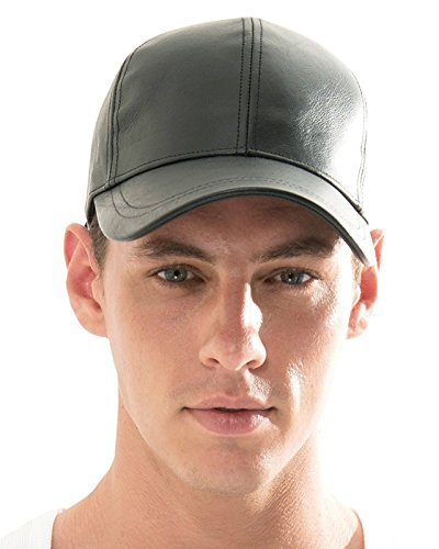 Image of Bolax Men's Black Leather Baseball Cap (Free Size)