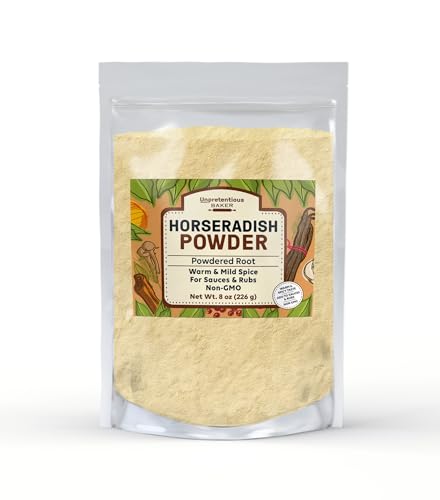 Unpretentious Horseradish Powder, 8 oz, Spicy Root, Sharp & Strong Taste, Non GMO