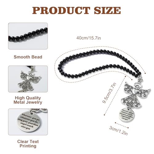 Rislobx Angel Wings Hanging Ornaments for Car Rear View Mirror, Metal Guardian Angel Wings Car Charm Pendant Rear View Mirror Hanger Decor for Lover Family Christian Gifts - Thumbnail 2