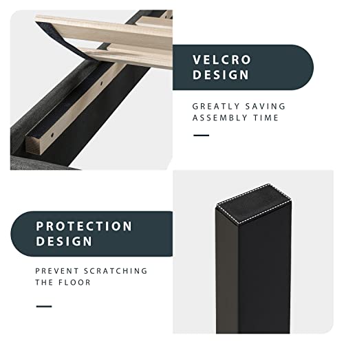 Einfach Queen Size Modern Deluxe Platform Bed Frame Button Tufted Fabric Upholstered Bed Frame With Adjustable Headboard/Strong Wood Slats Support/Mattress Foundation/Easy Assembly, Dark Grey #TOP5