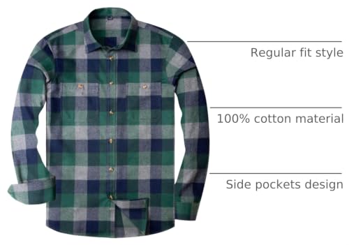 Image of Alimens & Gentle Men's Button Down Regular Fit Long Sleeve Plaid Flannel Casual Shirts