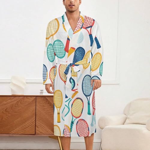 Colorful Pickles Ball Soft Robe Long Sleeve Bathrobes V Neck Sleepwear Spa Robes with Belt Men Woman2