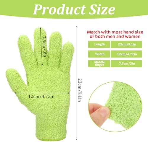 Microfiber Gloves for Plants Dusting Cleaning, Reusable Washable Cleaning Gloves Mittens House Cars Blinds Dusting - Thumbnail 2
