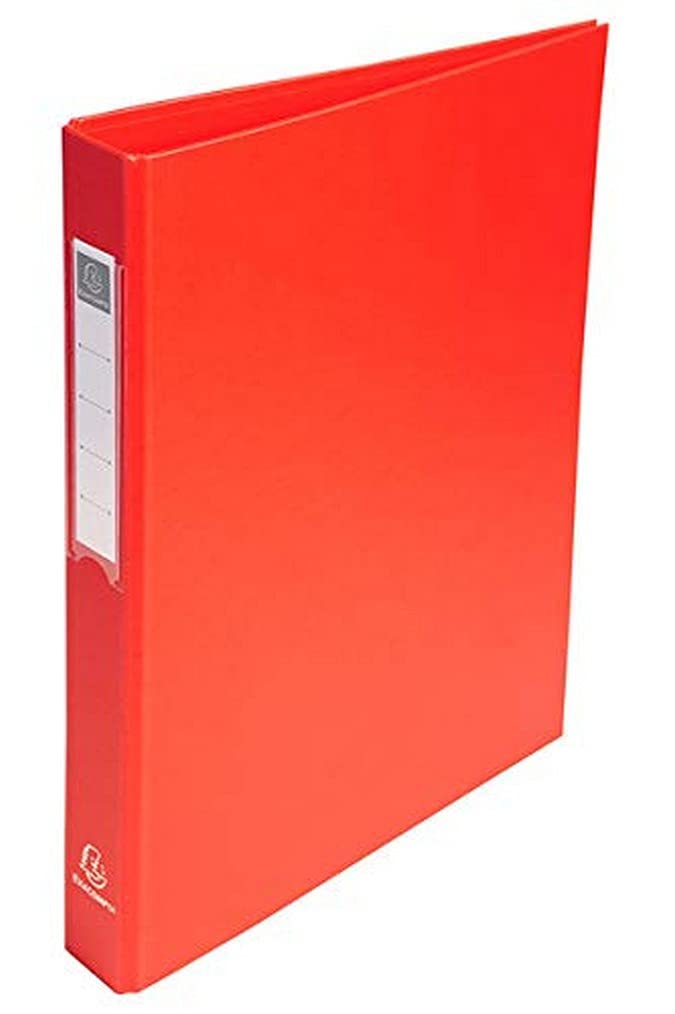 Exacompta 51385E 10er Pack Ringbücher aus festem Karton 1,8mm Kunststoffbezug aussen und innen, 4 Ringe Füllhöhe 25mm für DIN A4 - Rot