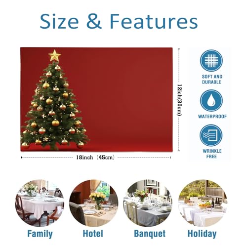 Sets de table boules décoratives dorées pour repas de Noël en famille - 8