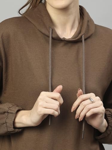 Image of HIGH Star Women's Fleece Solid Hooded Neck Sweatshirt