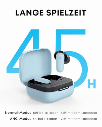 soundcore P30i by Anker Noise Cancelling Earbuds, smarte Geräuschunterdrückung, kraftvolle Bässe, 45h Spielzeit, 2-in-1 Case und Handyständer, IP54, kabellose Kopfhörer, Bluetooth 5.4, App Steuerung 5